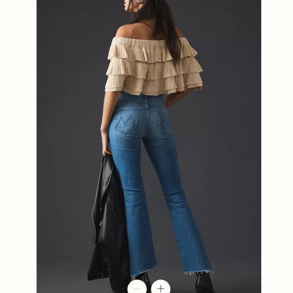 MOTHER The Insider Crop Step Fray Jeans in Sorry I'm Staring - Picture 5 of 11